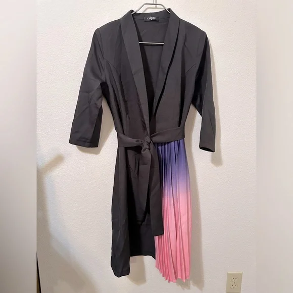 CHICME Blazer Ombré Pleated Wrap Knee Length Dress NWOT - Picture 5 of 15